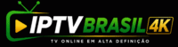 Logo IPTV Brasil 4K com design moderno em verde, amarelo e branco sobre fundo escuro #1C1616, incluindo ícone de TV e símbolo de play.